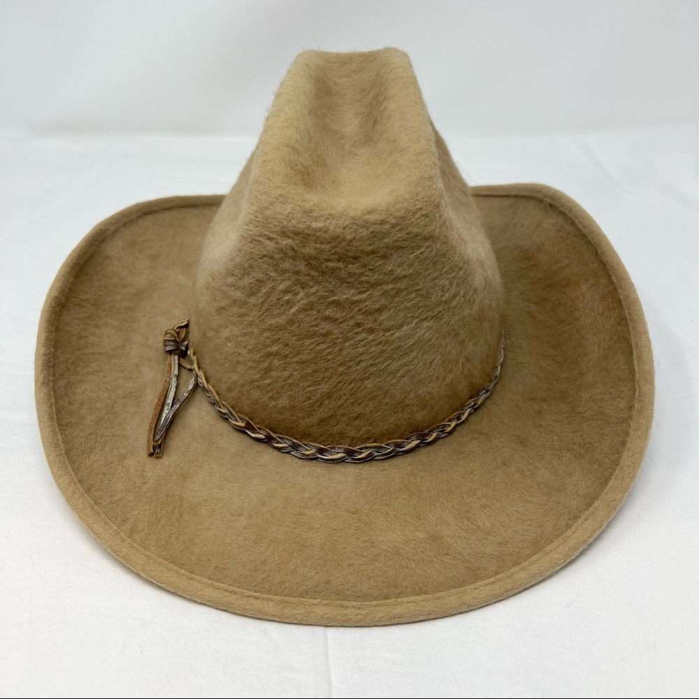 Rare Vintage Disney World Parks Wool Tan Frontiersman Brimmed Hat